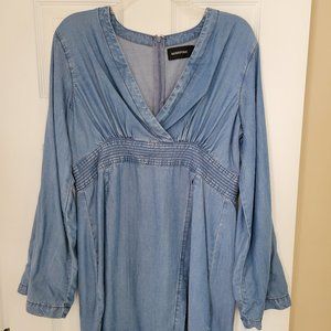 Denim-Look Faux Wrap Style Tunic or Mini Dress Size L